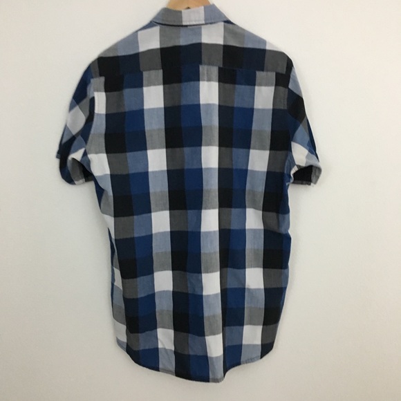 💙 Checked Plaid Button Down Short Sleeve Shirt - Picture 7 of 8